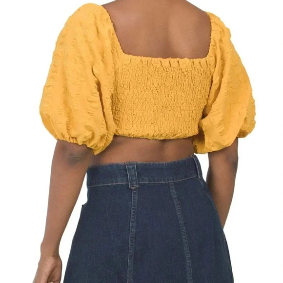 LUSH WOMENS SIZE S CROP TOP TIE FRONT YELLOW NWT - Picture 2 of 6